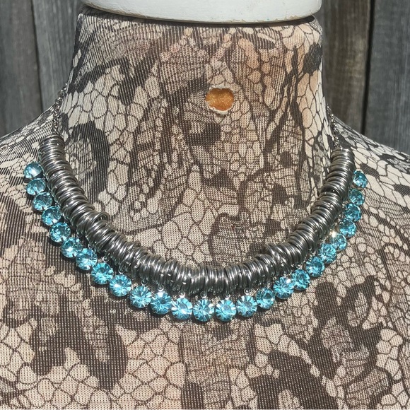 Chunky-monkey sparkly blue choker necklace - Picture 1 of 3